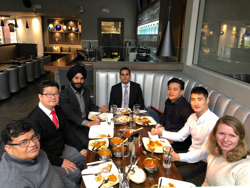 Celebrity Harpreet Singh with lawyers Anthony Remedios and Genevieve Loxley, along with articled students Deepak Dhaliwal and Jeffrey Mak