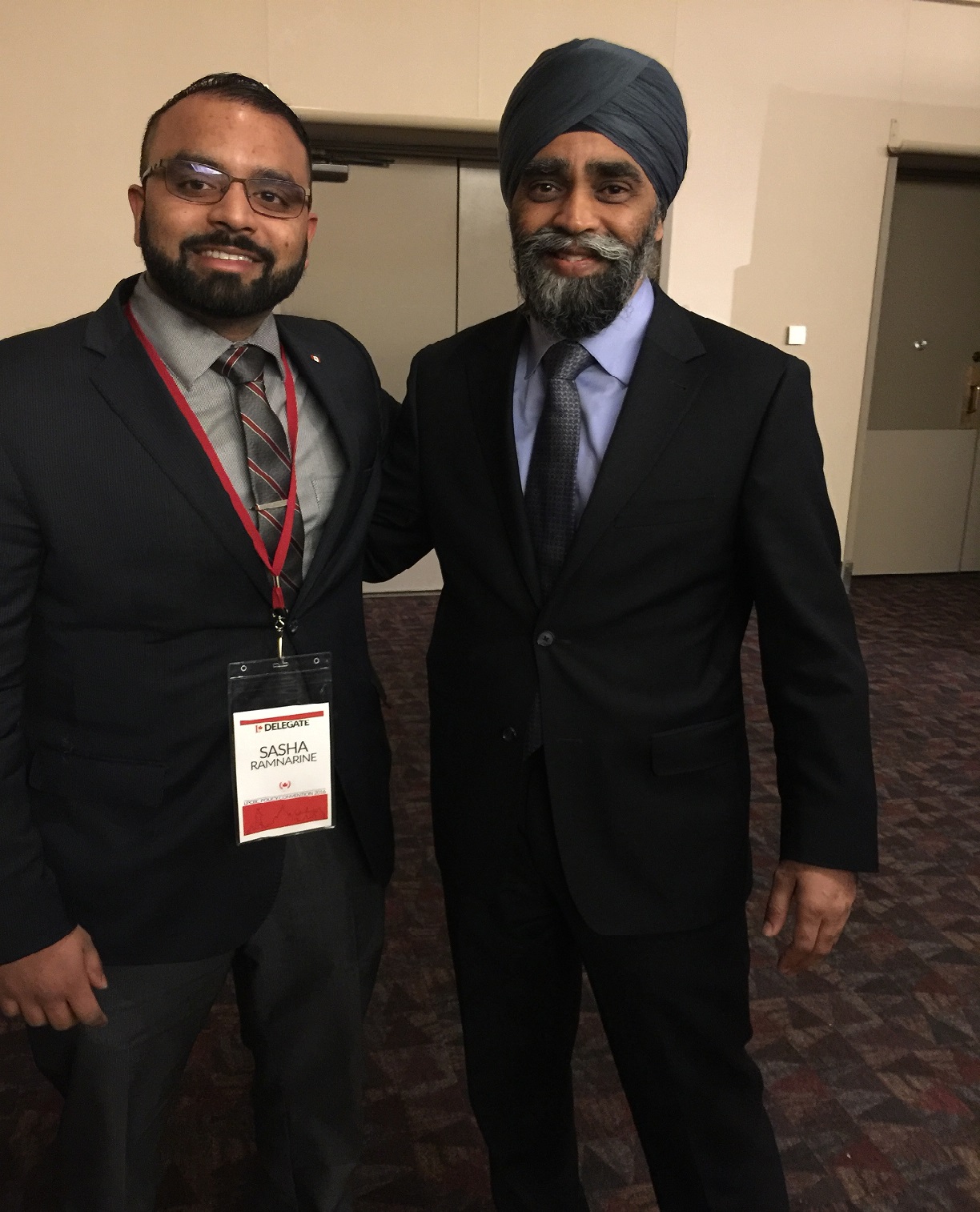 Sasha Ramnarine meets with the Minister of National Defence, the Honourable Harjit Sajjan.